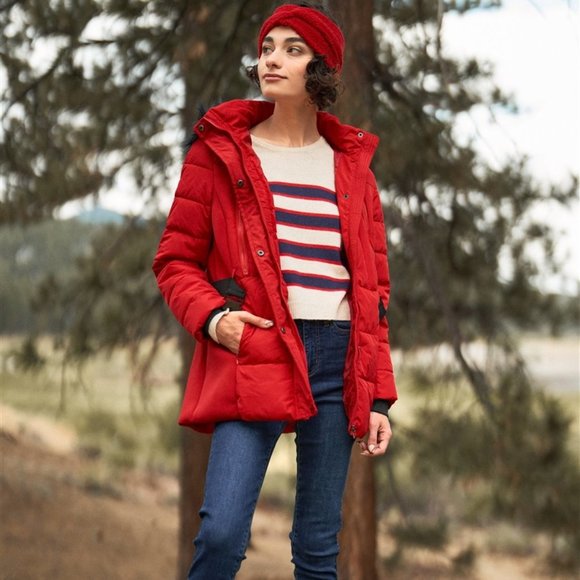 Red Faux Fur Harness Buckle Belt Detail Long Fitte - Picture 2 of 7